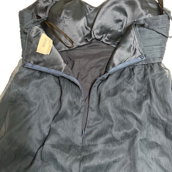 BHLDN Navy Blue Brigitte Sheered Waist Chiffon Maxi Prom Dress Size Medium - Picture 11 of 13